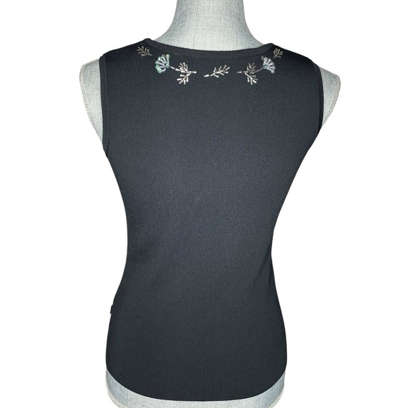 BCBGMAXAZRIA Black Beaded Twin Set Cardigan & Tank Top Medium - Picture 4 of 15